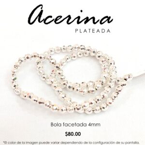 Acerina Facetada Plateada 4 mm