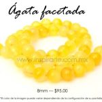 Ágata amarilla, bola facetada 8mm