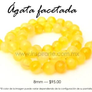 Ágata amarilla, bola facetada 8mm