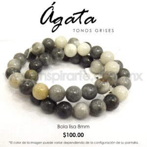 Ágata gris, bola lisa 8mm