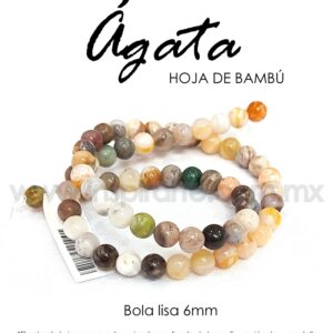 Ágata hoja de bambú bola lisa 6mm
