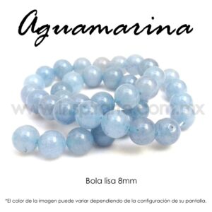Aguamarina mate, bola lisa 8mm